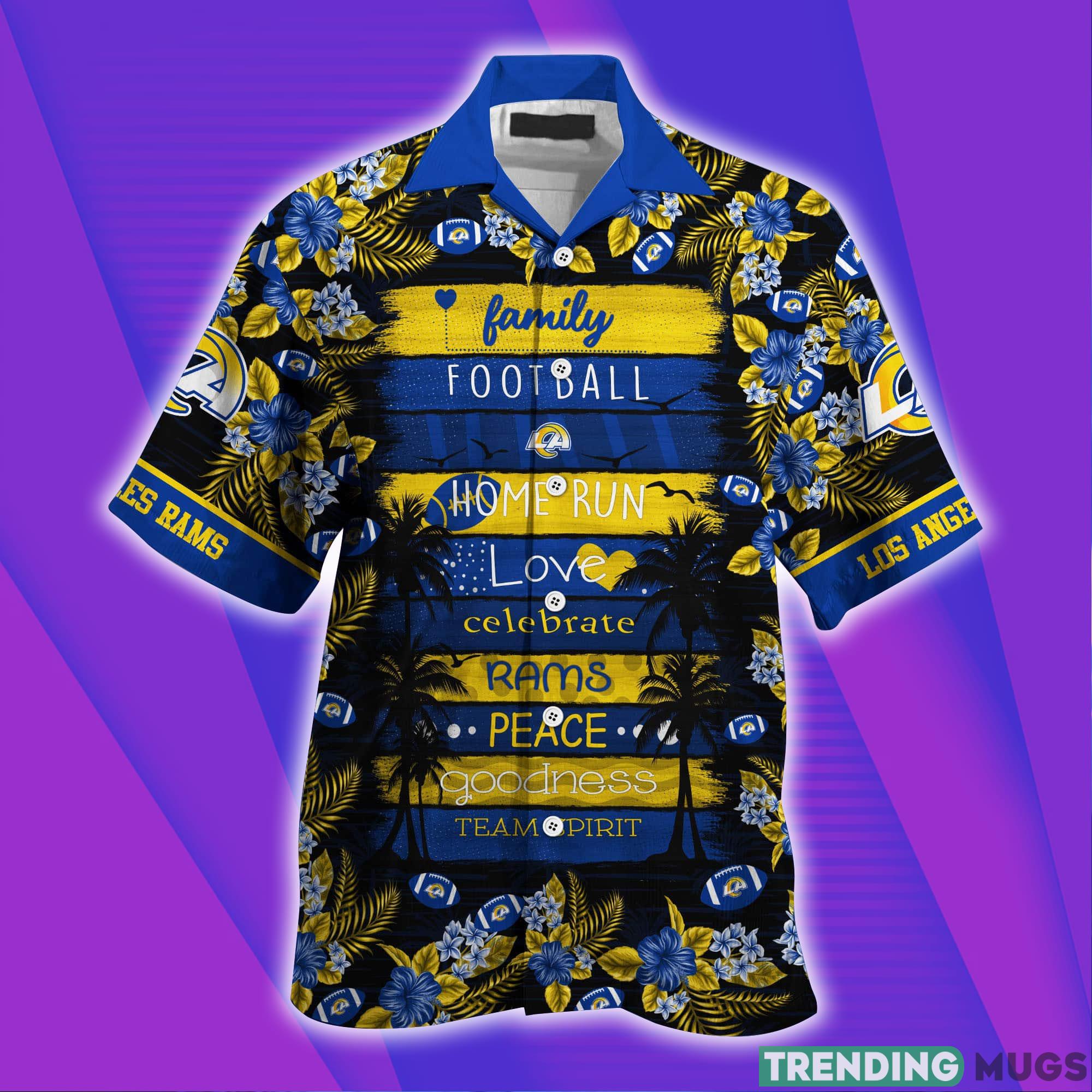 Los Angeles Rams NFL Family & Football Short Sleeves Hawaiian Shirt Hawaiian Shirt Los Angeles Rams NFL Family & Football Short Sleeves Hawaiian Shirt Hawaiian Shirt