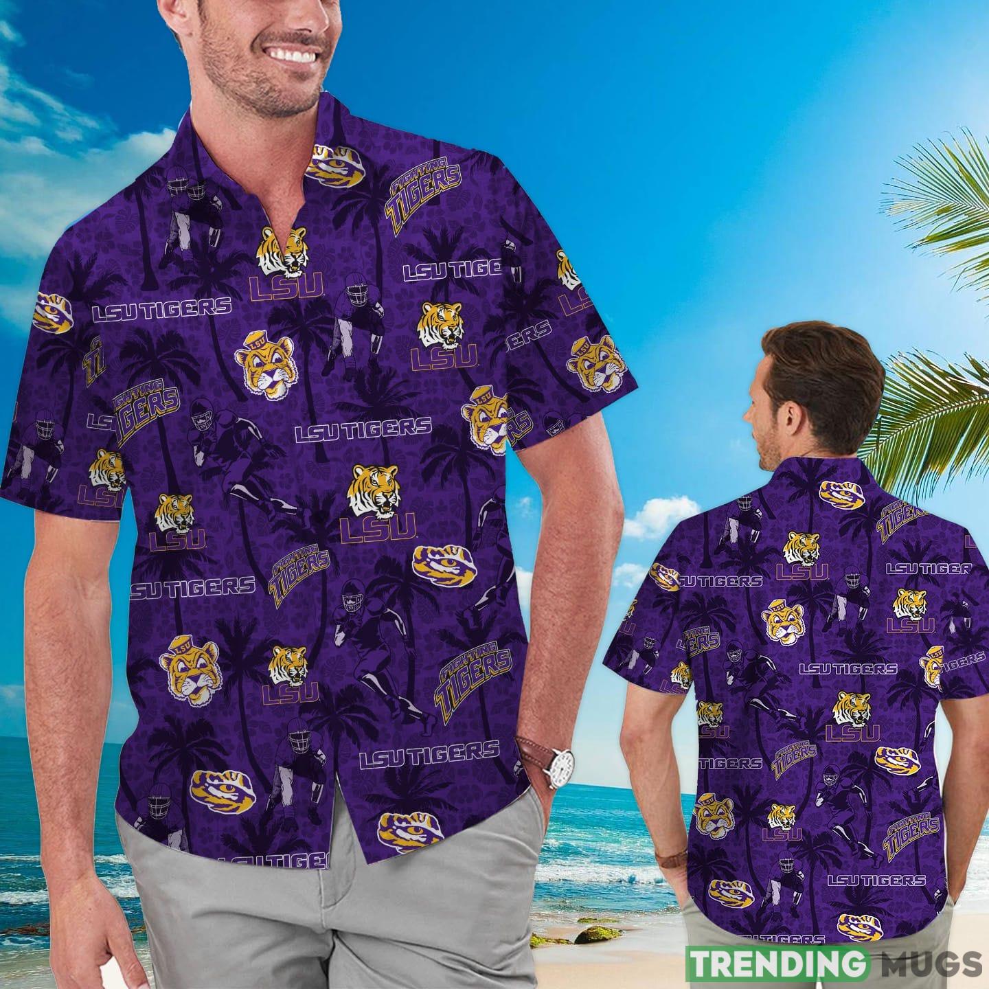 LSU Tigers Custom Name Tropical Beach Coconut Tree Hawaiian Shirt Product Photo 1 LSU Tigers Custom Name Tropical Beach Coconut Tree Hawaiian Shirt Product Photo 1