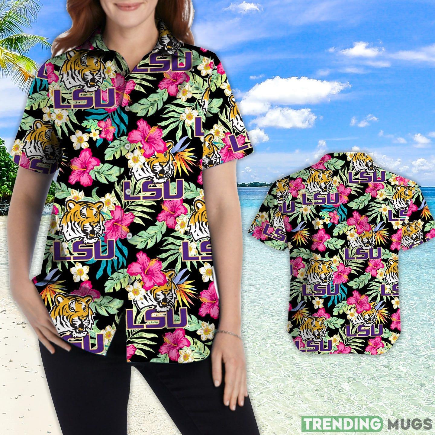 LSU Tigers Louisiana State University Hibiscus Hawaiian Shirt Hawaiian Shirt LSU Tigers Louisiana State University Hibiscus Hawaiian Shirt Hawaiian Shirt