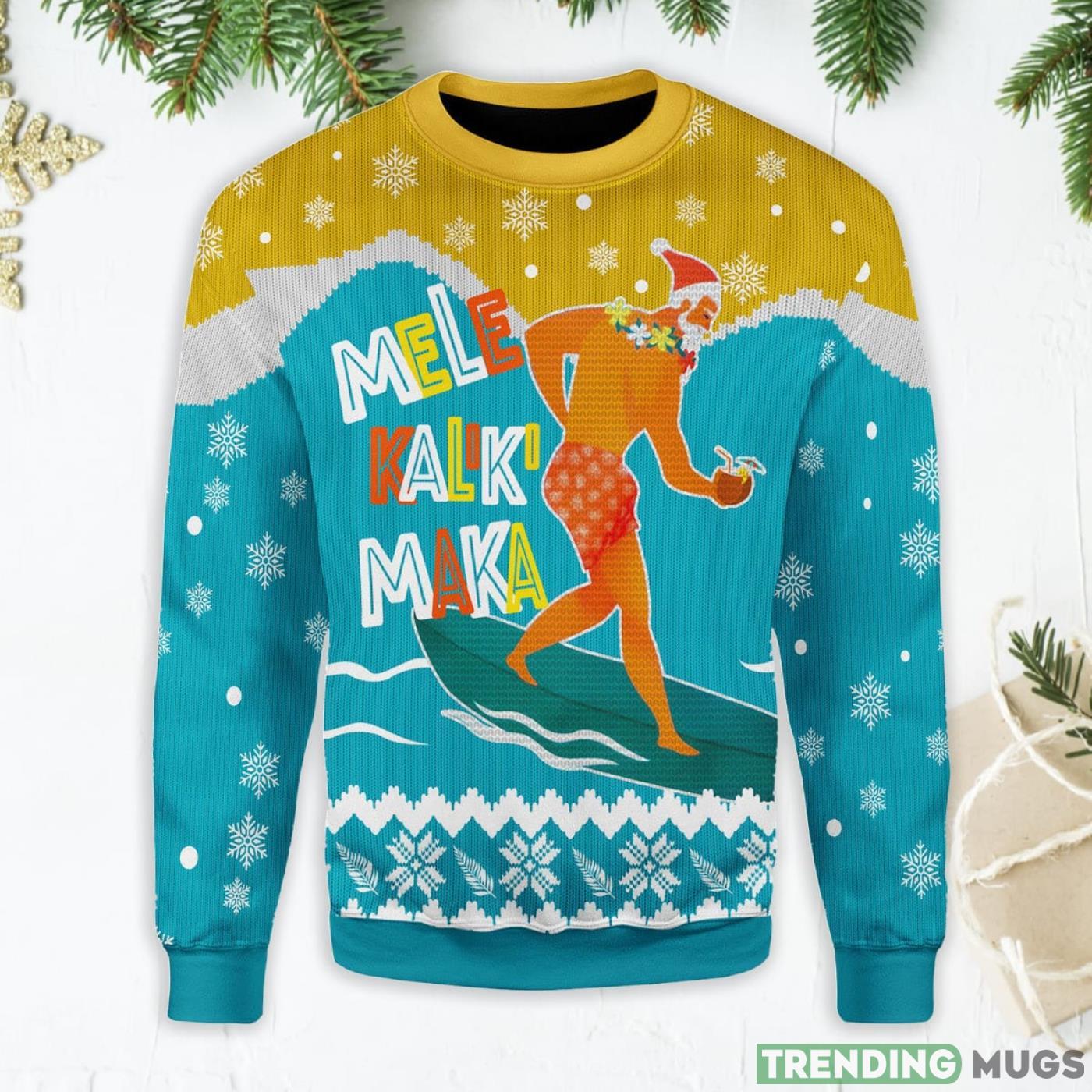 Mele Kalikimaka Surfing Santa Ugly Christmas Sweater Product Photo 1 Mele Kalikimaka Surfing Santa Ugly Christmas Sweater Product Photo 1