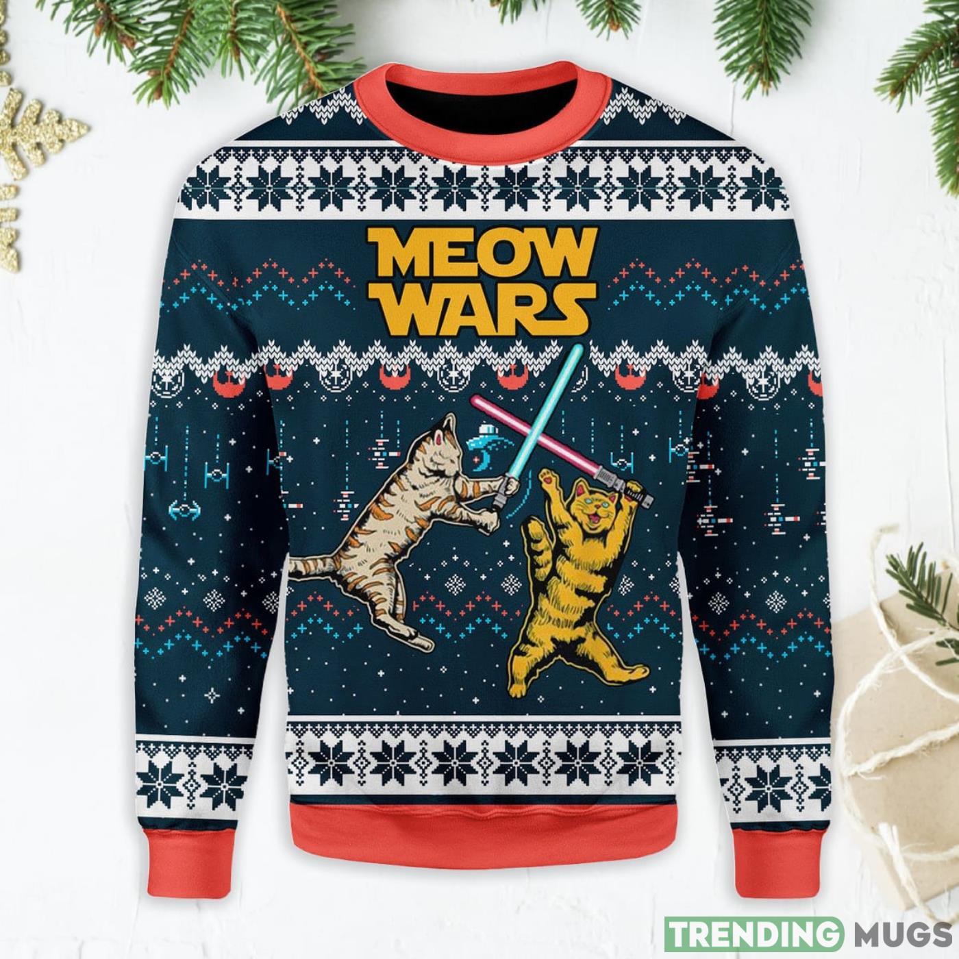 Meow Wars Cat Lover Ugly Christmas Sweater Product Photo 1 Meow Wars Cat Lover Ugly Christmas Sweater Product Photo 1