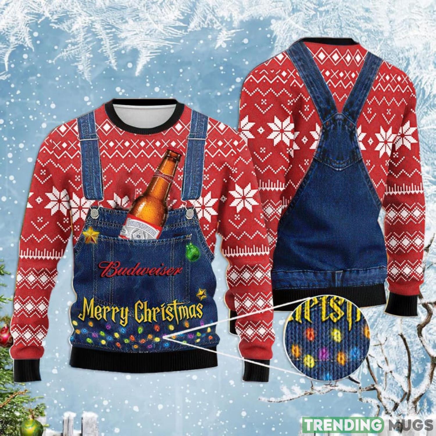 Merry Christmas Budweiser Ugly Christmas Sweater Product Photo 1 Merry Christmas Budweiser Ugly Christmas Sweater Product Photo 1