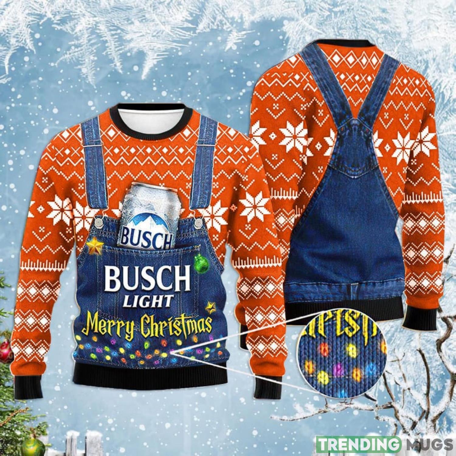 Merry Christmas Busch Light Orange Ugly Christmas Sweater Product Photo 1 Merry Christmas Busch Light Orange Ugly Christmas Sweater Product Photo 1