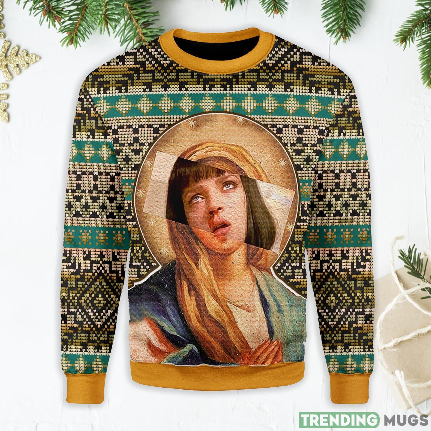 Mia Wallace Meme Ugly Christmas Sweater Product Photo 1 Mia Wallace Meme Ugly Christmas Sweater Product Photo 1