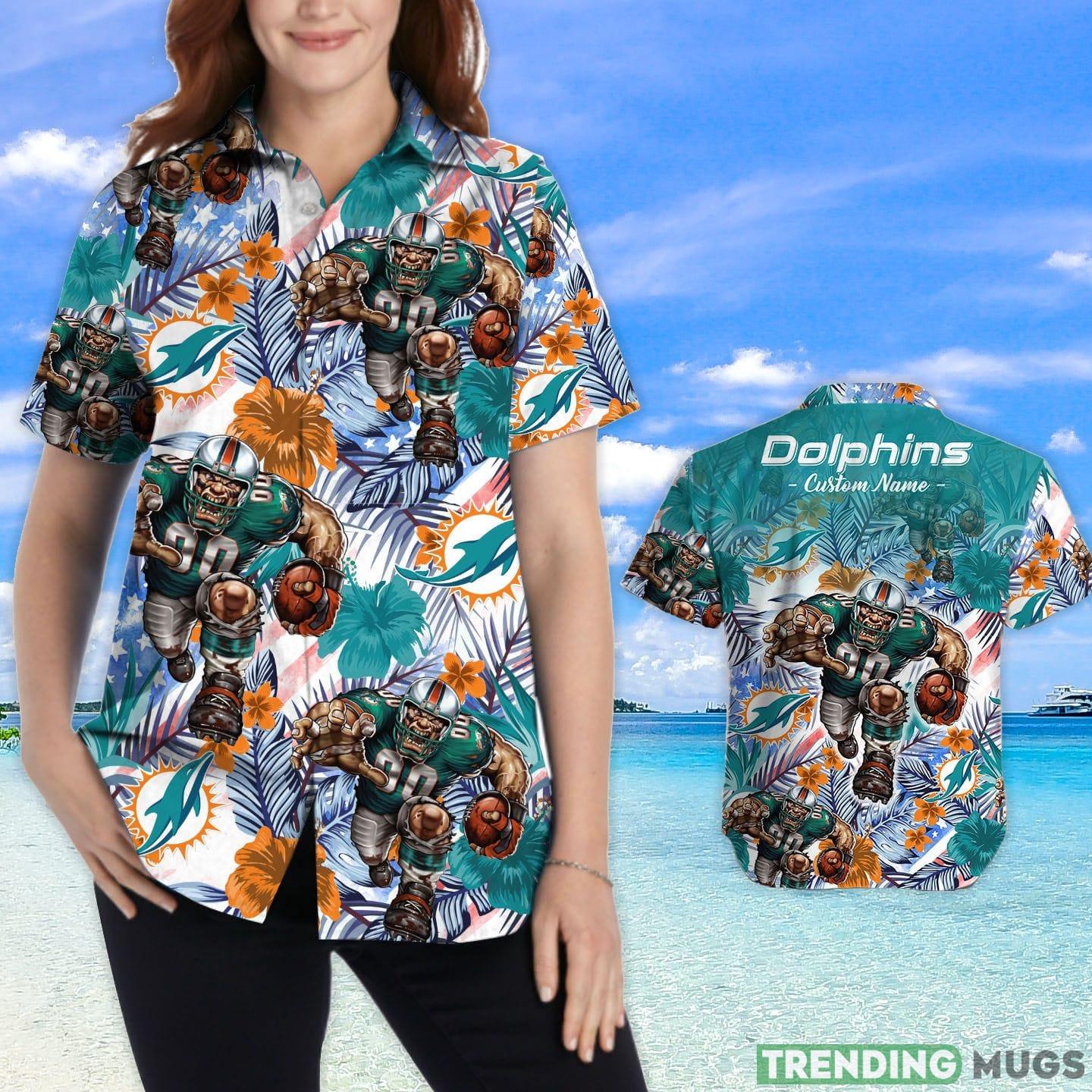 Miami Dolphins Tropical Floral Custom Name Aloha Hawaiian Shirt Hawaiian Shirt Miami Dolphins Tropical Floral Custom Name Aloha Hawaiian Shirt Hawaiian Shirt