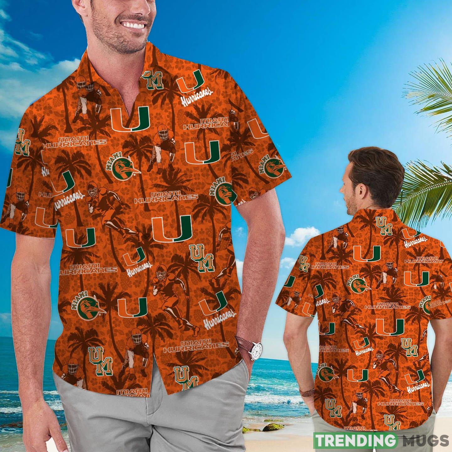 Miami Hurricanes Custom Name Tropical Beach Coconut Tree Hawaiian Shirt Product Photo 1 Miami Hurricanes Custom Name Tropical Beach Coconut Tree Hawaiian Shirt Product Photo 1