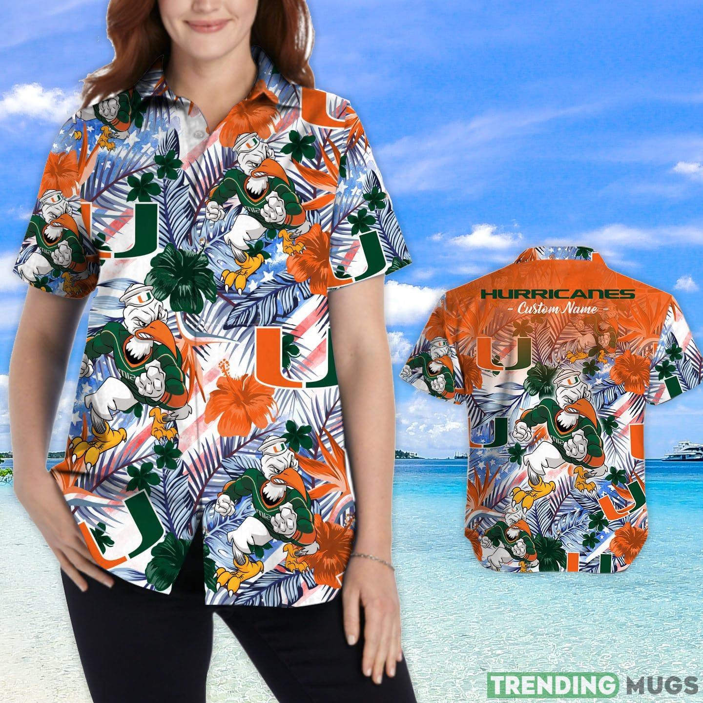Miami Hurricanes Tropical Floral Custom Name Aloha Hawaiian Shirt Hawaiian Shirt Miami Hurricanes Tropical Floral Custom Name Aloha Hawaiian Shirt Hawaiian Shirt