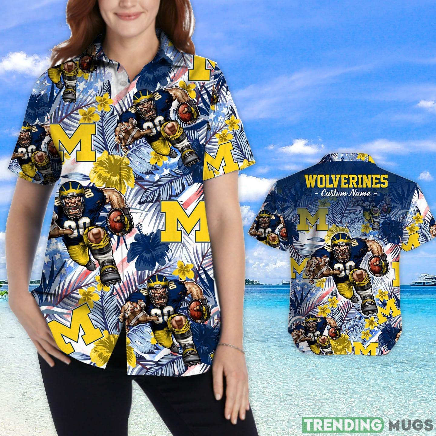 Michigan Wolverines Tropical Floral Custom Name Aloha Hawaiian Shirt Hawaiian Shirt Michigan Wolverines Tropical Floral Custom Name Aloha Hawaiian Shirt Hawaiian Shirt