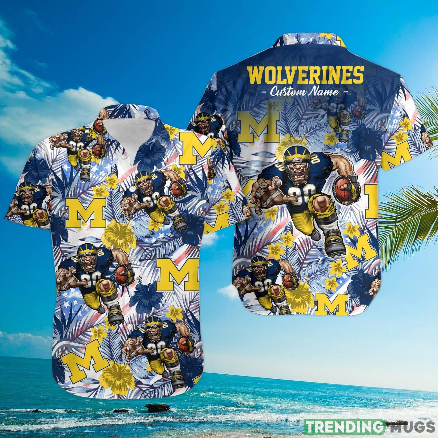Michigan Wolverines Tropical Floral Custom Name Aloha Hawaiian Shirt Hawaiian Shirt Michigan Wolverines Tropical Floral Custom Name Aloha Hawaiian Shirt Hawaiian Shirt