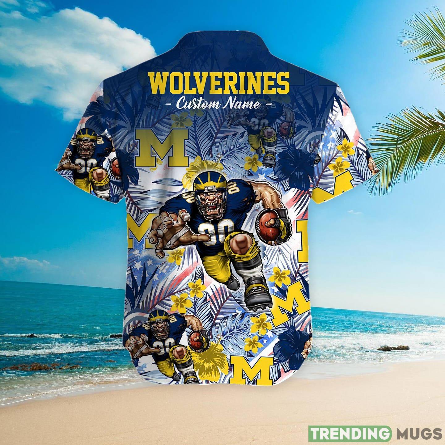 Michigan Wolverines Tropical Floral Custom Name Aloha Hawaiian Shirt Hawaiian Shirt Michigan Wolverines Tropical Floral Custom Name Aloha Hawaiian Shirt Hawaiian Shirt