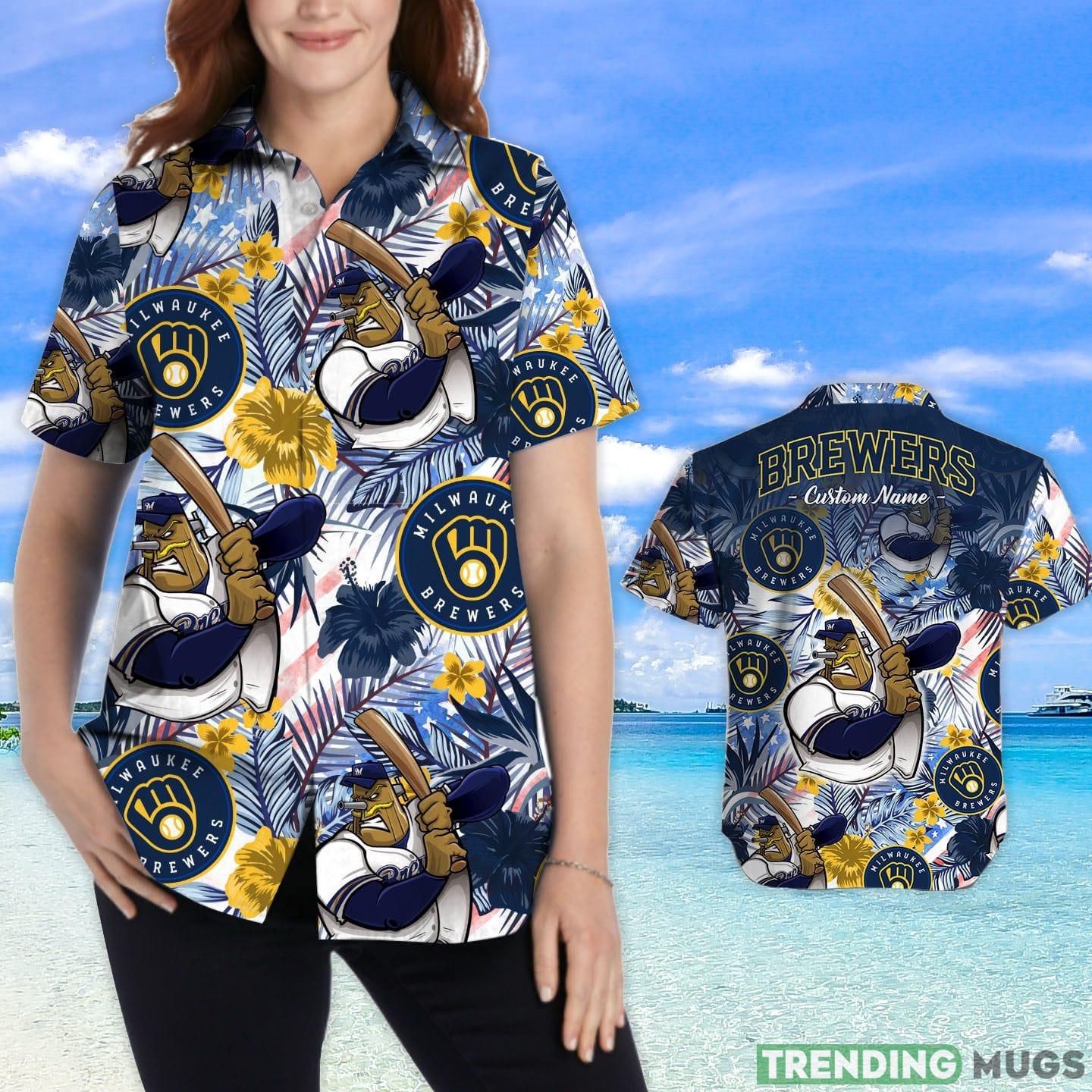 Milwaukee Brewers Tropical Floral Custom Name Aloha Hawaiian Shirt Hawaiian Shirt Milwaukee Brewers Tropical Floral Custom Name Aloha Hawaiian Shirt Hawaiian Shirt