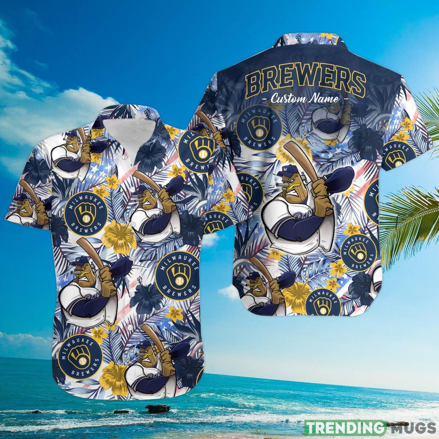 Milwaukee Brewers Tropical Floral Custom Name Aloha Hawaiian Shirt Hawaiian Shirt Milwaukee Brewers Tropical Floral Custom Name Aloha Hawaiian Shirt Hawaiian Shirt
