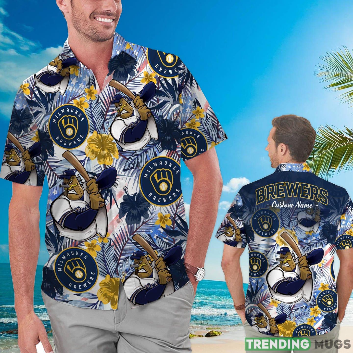 Milwaukee Brewers Tropical Floral Custom Name Aloha Hawaiian Shirt Product Photo 1 Milwaukee Brewers Tropical Floral Custom Name Aloha Hawaiian Shirt Product Photo 1