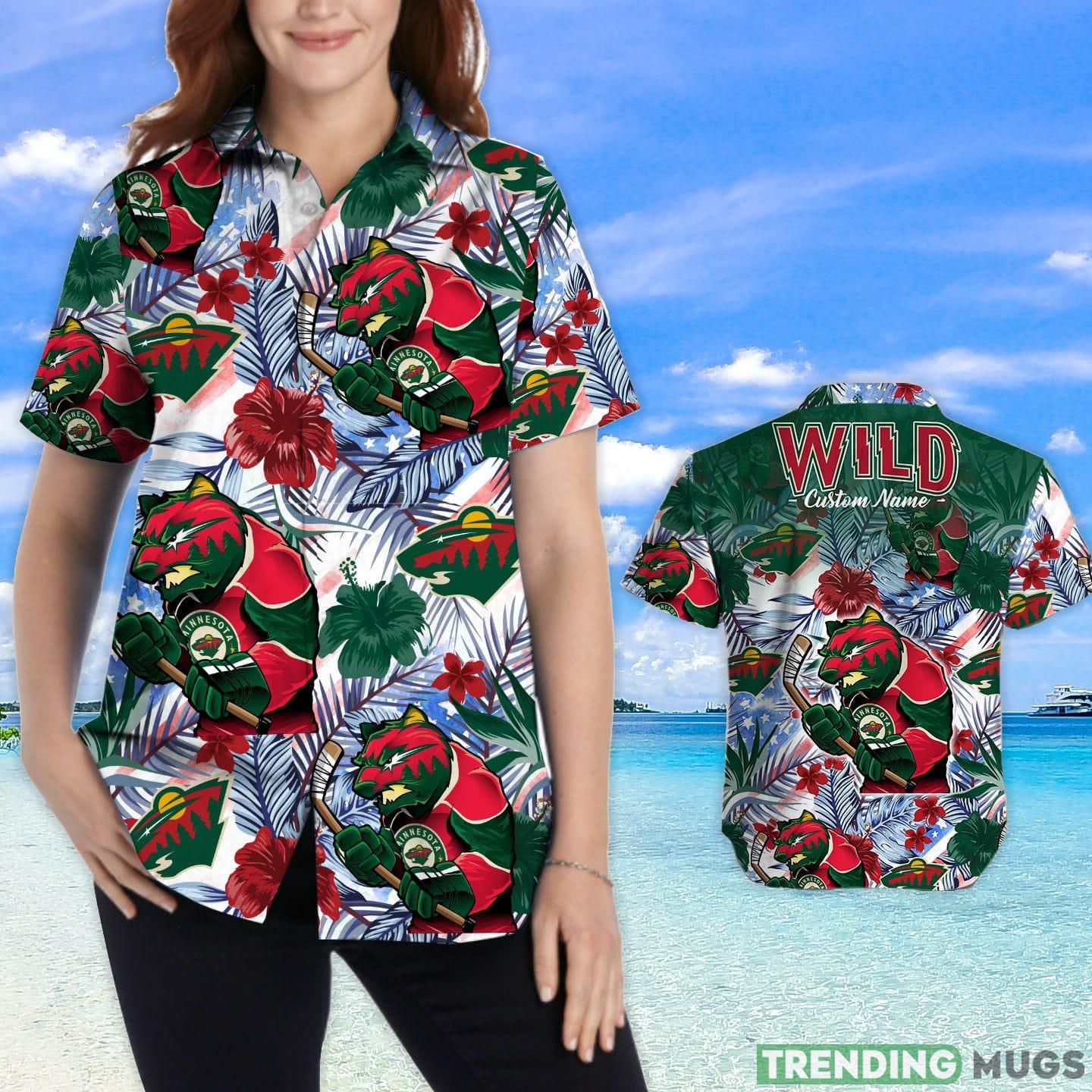 Minnesota Wild Tropical Floral Custom Name Aloha Hawaiian Shirt Hawaiian Shirt Minnesota Wild Tropical Floral Custom Name Aloha Hawaiian Shirt Hawaiian Shirt