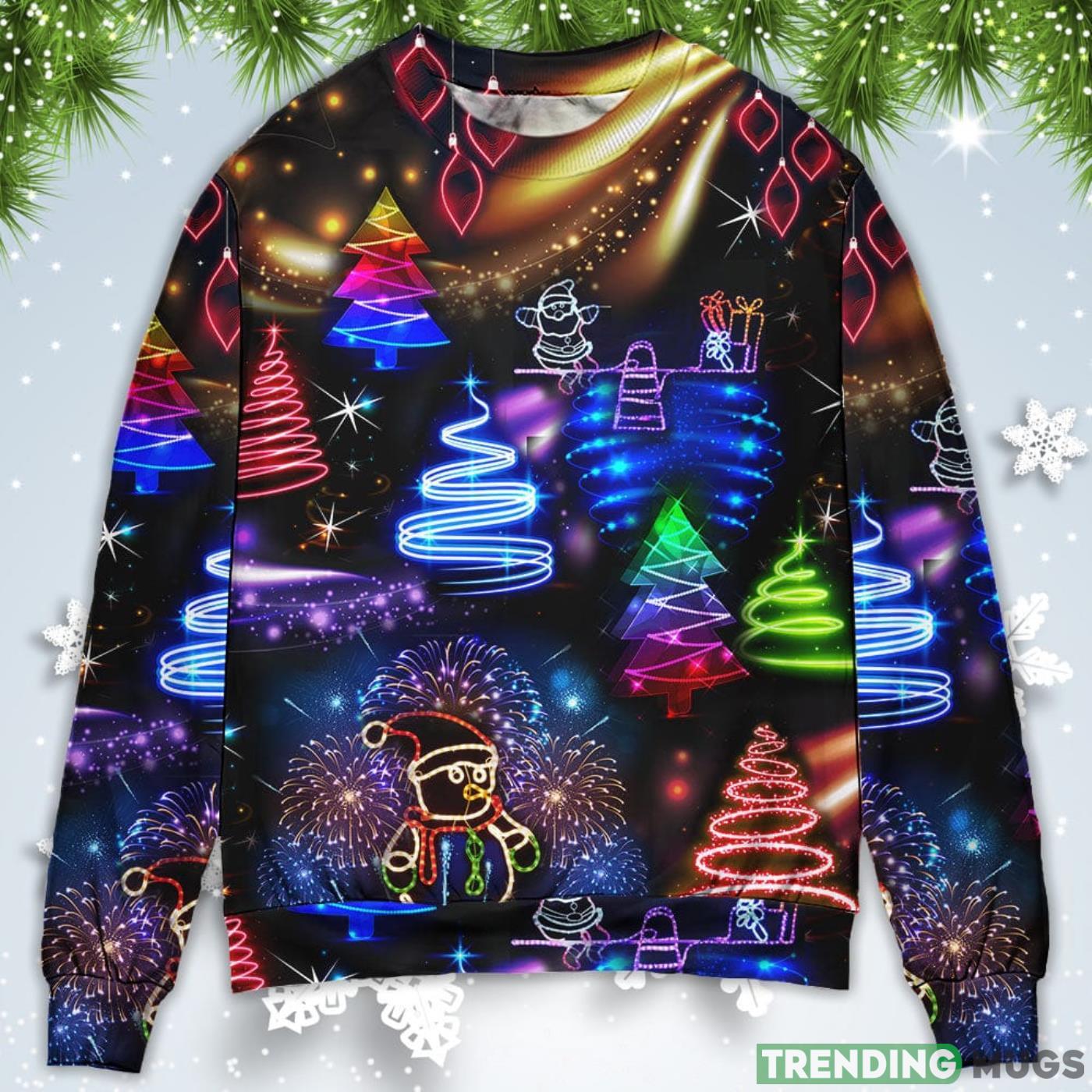 Neon Art Santa And Snowman Christmas Sweatshirt Sweater Sweater Neon Art Santa And Snowman Christmas Sweatshirt Sweater Sweater