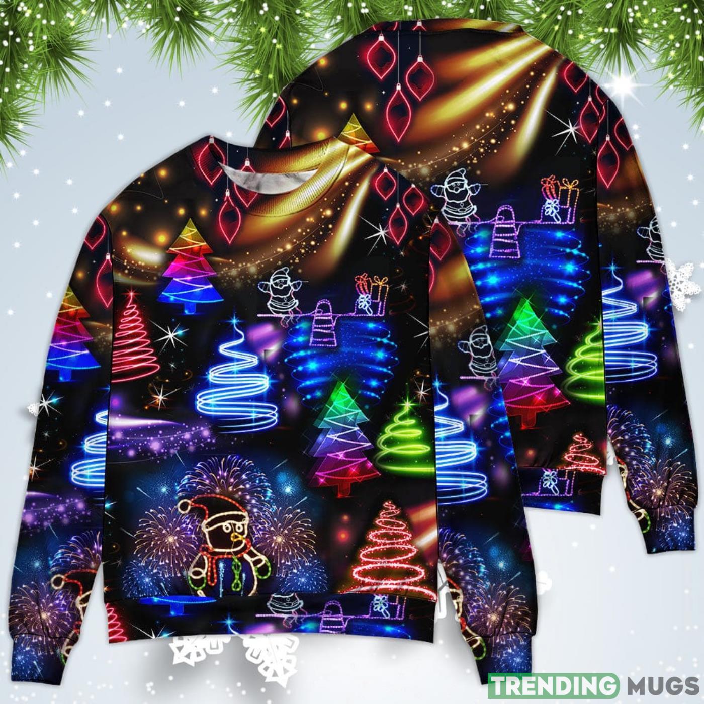 Neon Art Santa And Snowman Christmas Sweatshirt Sweater Sweater Neon Art Santa And Snowman Christmas Sweatshirt Sweater Sweater