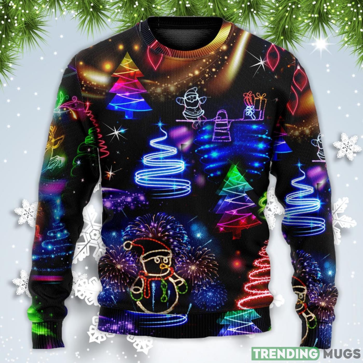 Neon Art Santa And Snowman Christmas Sweatshirt Sweater Sweater Neon Art Santa And Snowman Christmas Sweatshirt Sweater Sweater
