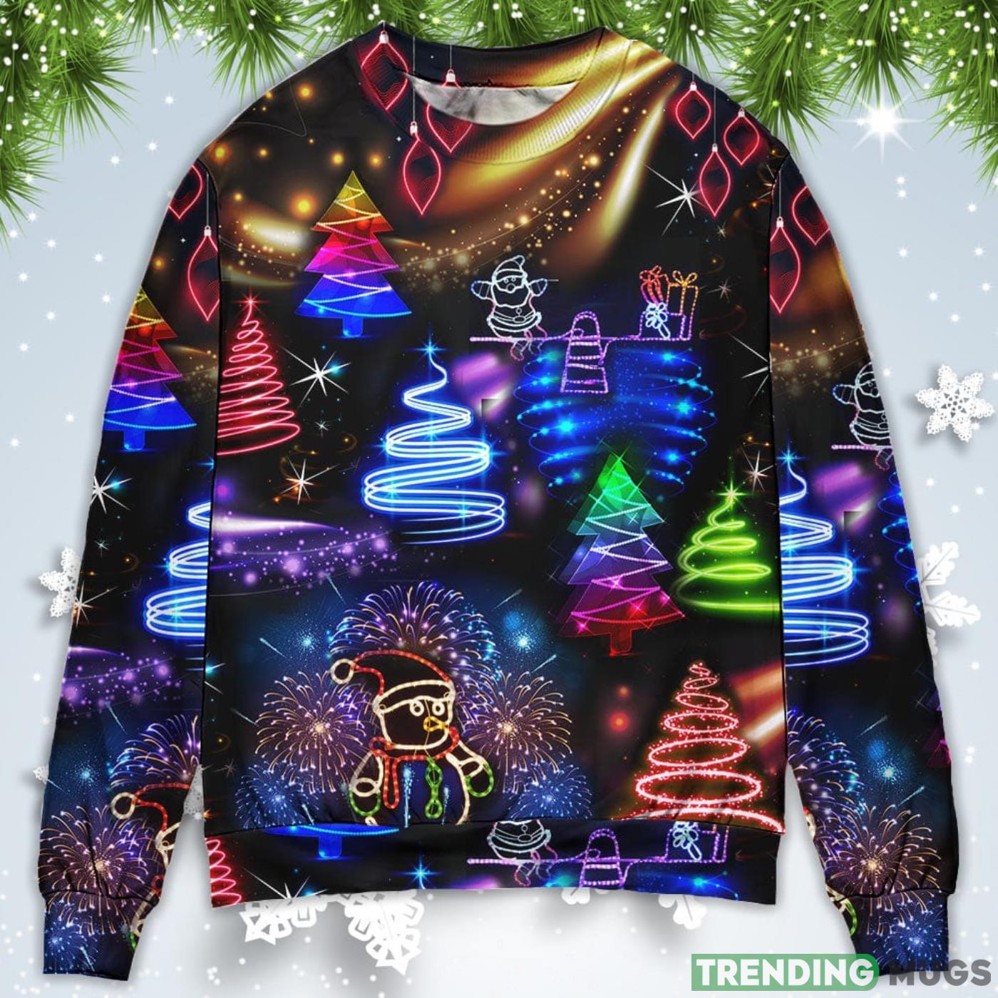 Neon Art Santa And Snowman Christmas Sweatshirt Sweater Product Photo 1 Neon Art Santa And Snowman Christmas Sweatshirt Sweater Product Photo 1