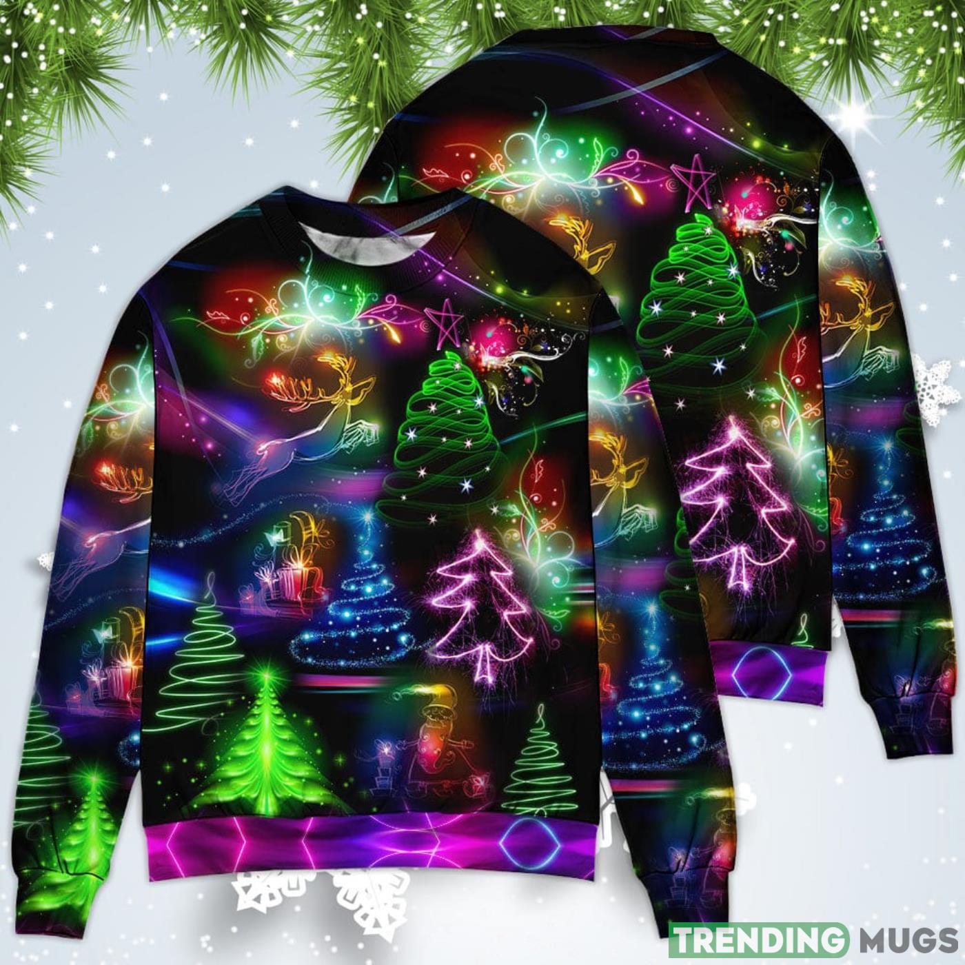 Neon Art Tree And Snowman Christmas Sweatshirt Sweater agg Sweater Neon Art Tree And Snowman Christmas Sweatshirt Sweater agg Sweater