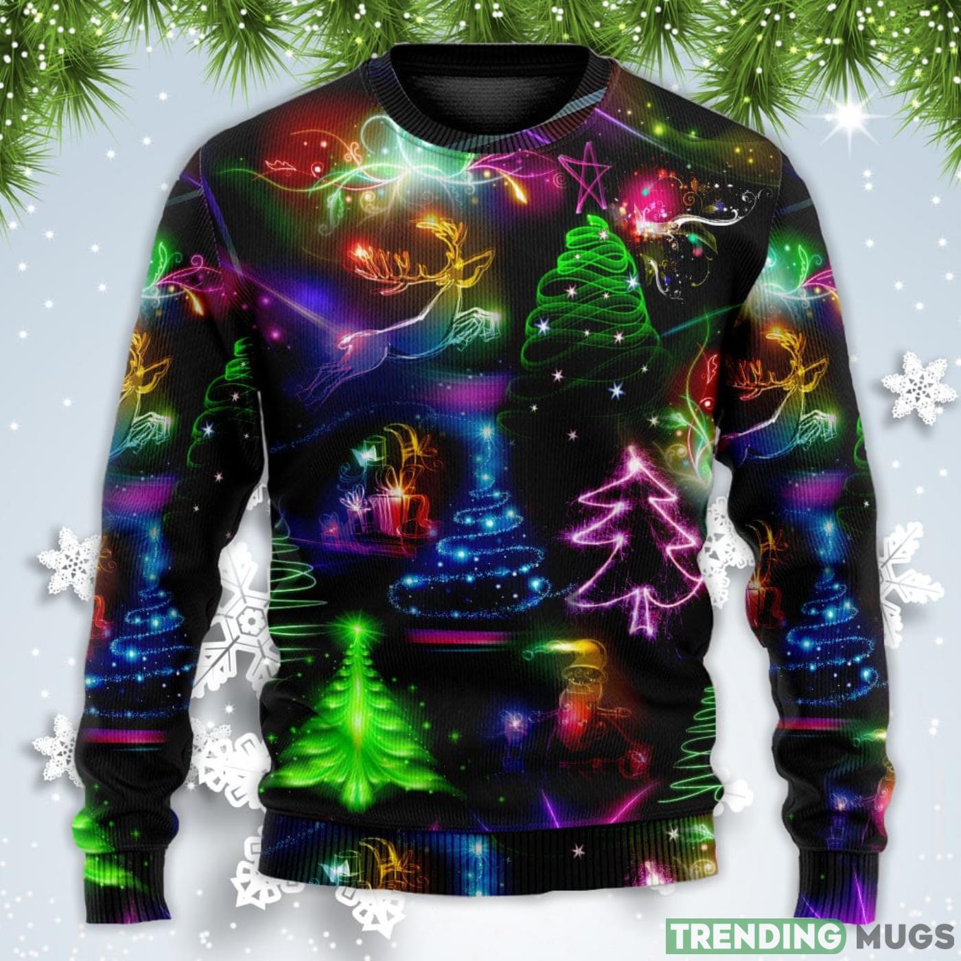 Neon Art Tree And Snowman Christmas Sweatshirt Sweater agg Sweater Neon Art Tree And Snowman Christmas Sweatshirt Sweater agg Sweater