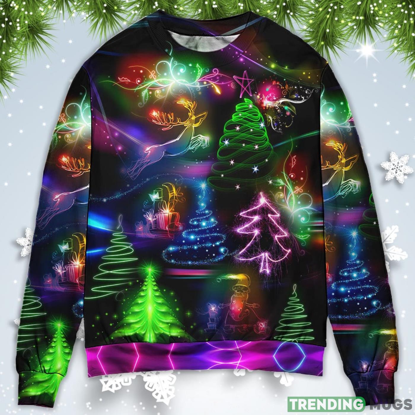 Neon Art Tree And Snowman Christmas Sweatshirt Sweater agg Product Photo 1 Neon Art Tree And Snowman Christmas Sweatshirt Sweater agg Product Photo 1