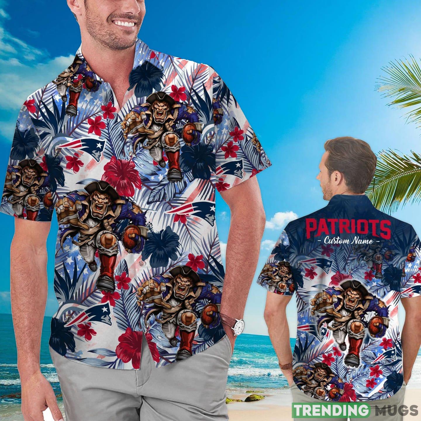 New England Patriots Tropical Floral Custom Name Aloha Hawaiian Shirt Product Photo 1 New England Patriots Tropical Floral Custom Name Aloha Hawaiian Shirt Product Photo 1