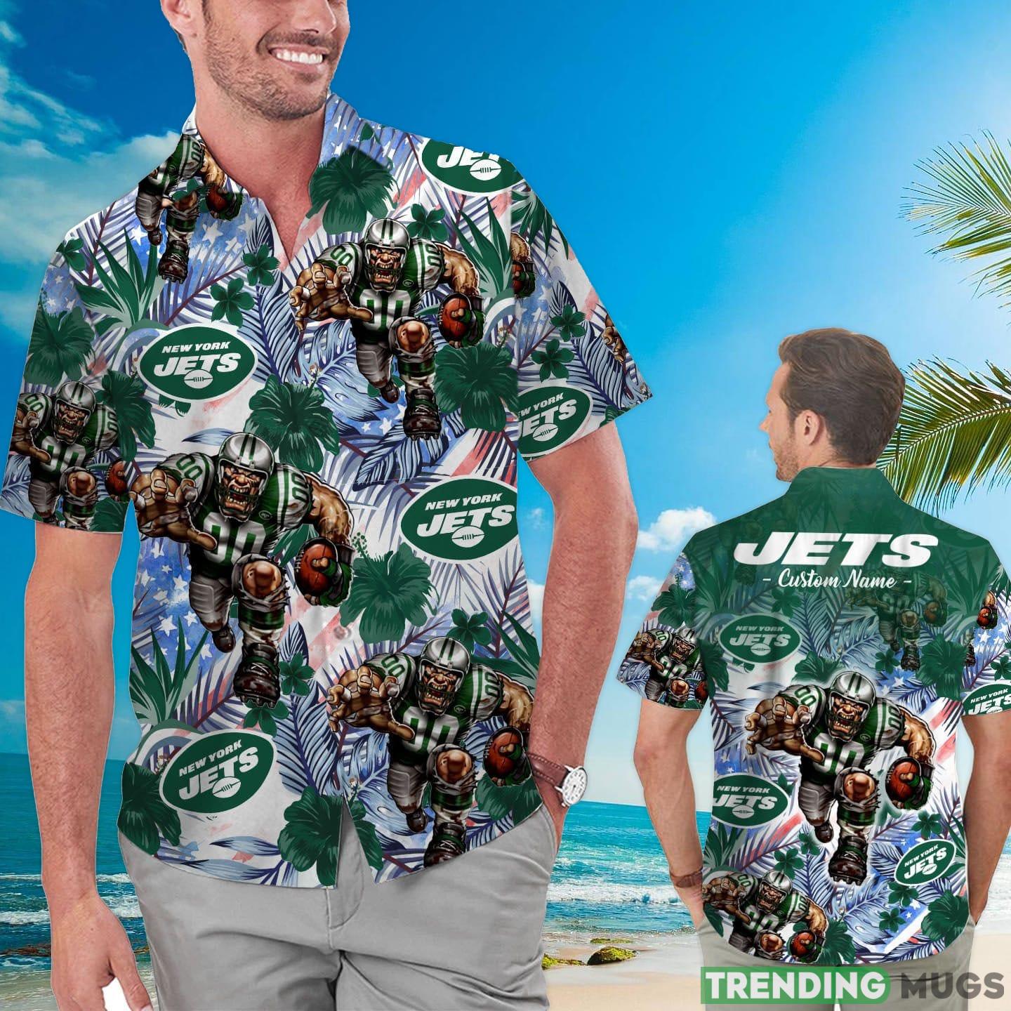 New York Jets Tropical Floral Custom Name Aloha Hawaiian Shirt Product Photo 1 New York Jets Tropical Floral Custom Name Aloha Hawaiian Shirt Product Photo 1