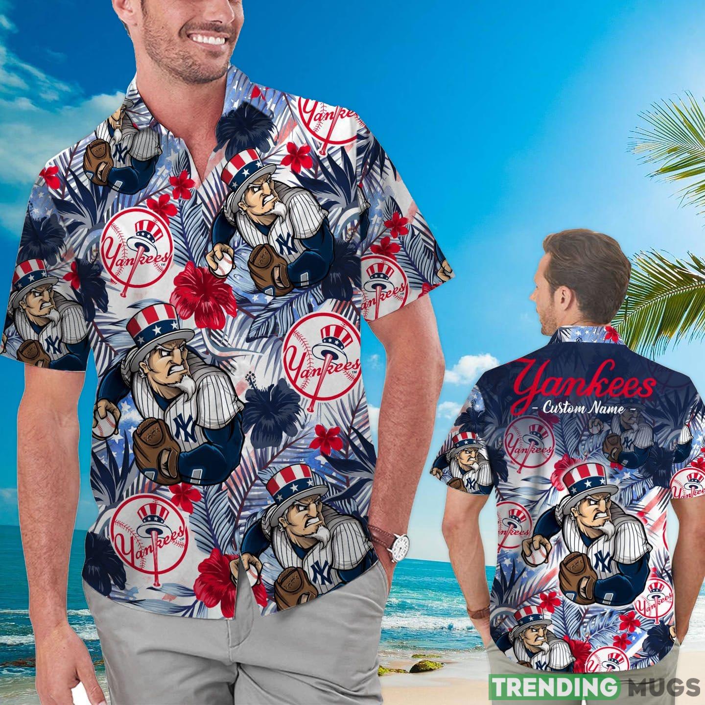 New York Yankees Tropical Floral Custom Name Aloha Hawaiian Shirt Product Photo 1 New York Yankees Tropical Floral Custom Name Aloha Hawaiian Shirt Product Photo 1