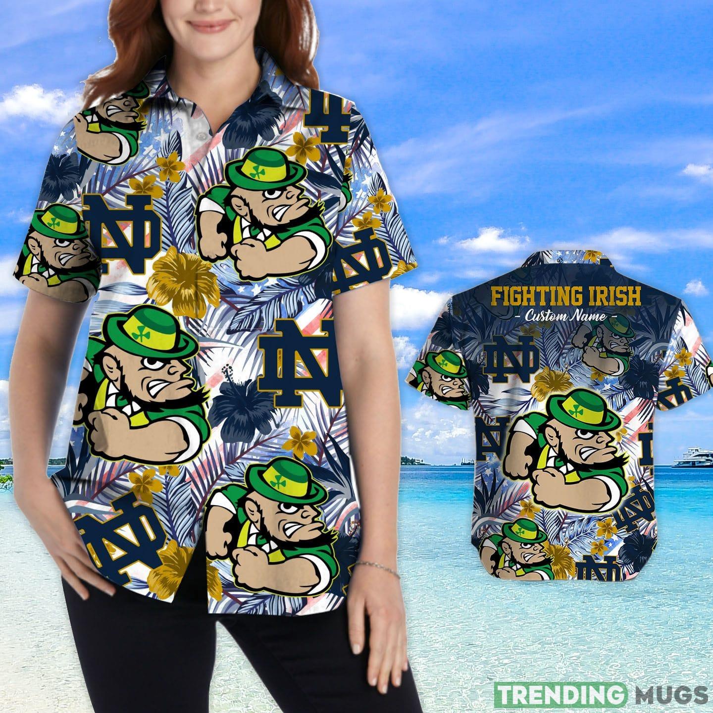 Notre Dame Fighting Irish Tropical Floral Custom Name Aloha Hawaiian Shirt Hawaiian Shirt Notre Dame Fighting Irish Tropical Floral Custom Name Aloha Hawaiian Shirt Hawaiian Shirt