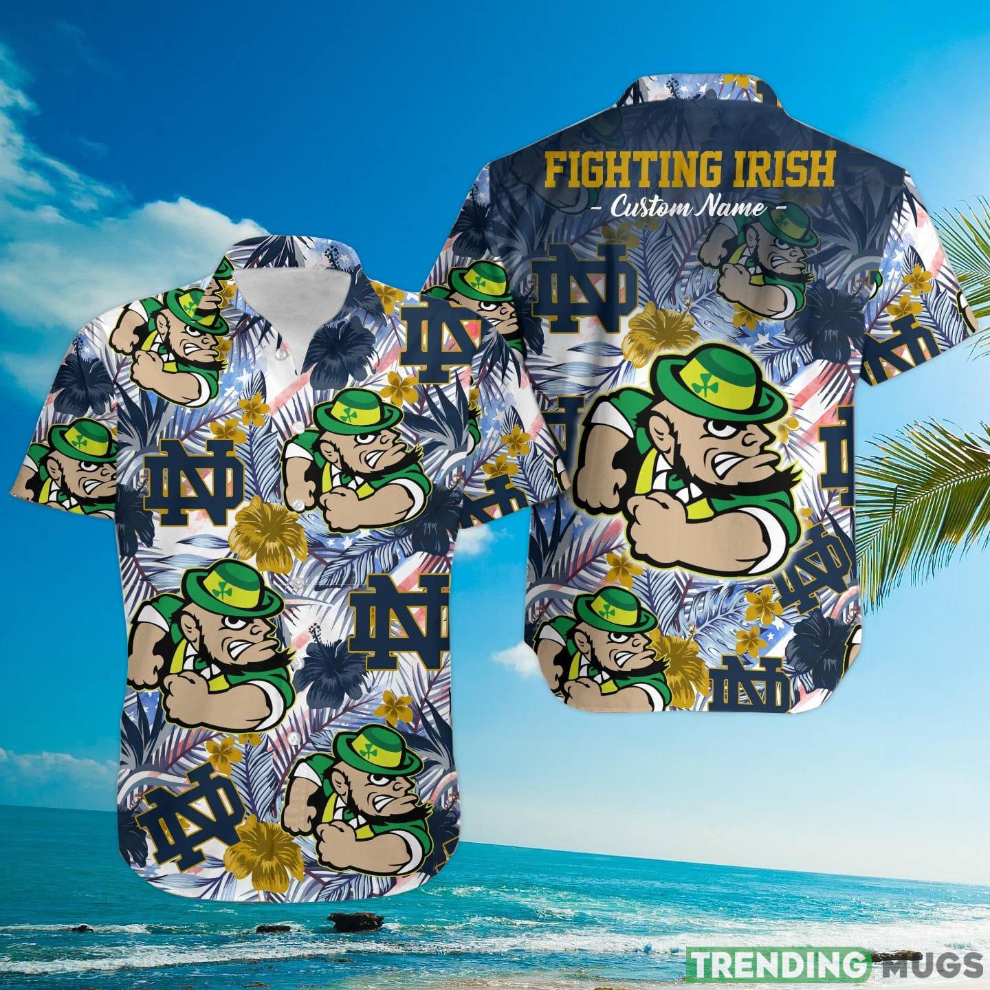 Notre Dame Fighting Irish Tropical Floral Custom Name Aloha Hawaiian Shirt Hawaiian Shirt Notre Dame Fighting Irish Tropical Floral Custom Name Aloha Hawaiian Shirt Hawaiian Shirt