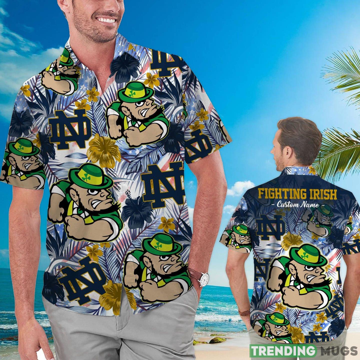 Notre Dame Fighting Irish Tropical Floral Custom Name Aloha Hawaiian Shirt Product Photo 1 Notre Dame Fighting Irish Tropical Floral Custom Name Aloha Hawaiian Shirt Product Photo 1