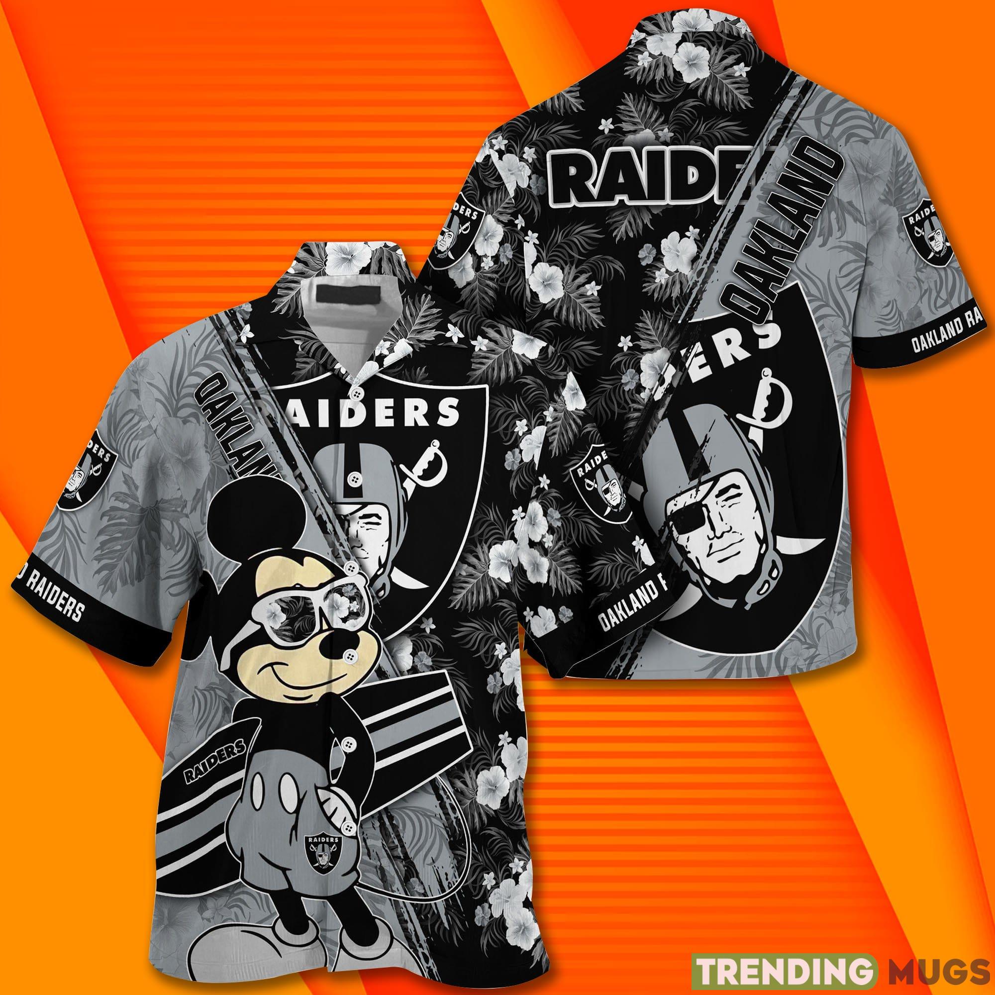 Oakland Raiders NFL And Mickey Mouse Short Sleeves Hawaiian Shirt Hawaiian Shirt Oakland Raiders NFL And Mickey Mouse Short Sleeves Hawaiian Shirt Hawaiian Shirt