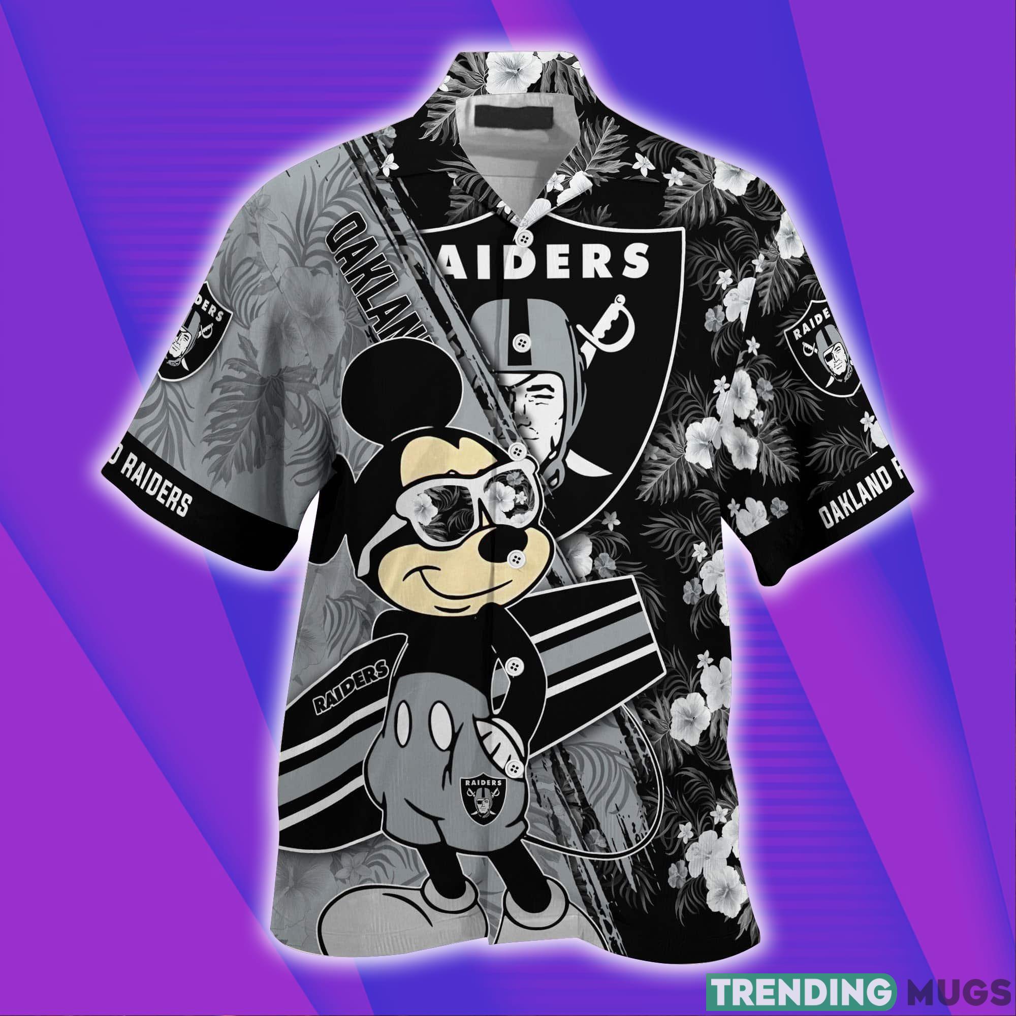 Oakland Raiders NFL And Mickey Mouse Short Sleeves Hawaiian Shirt Hawaiian Shirt Oakland Raiders NFL And Mickey Mouse Short Sleeves Hawaiian Shirt Hawaiian Shirt