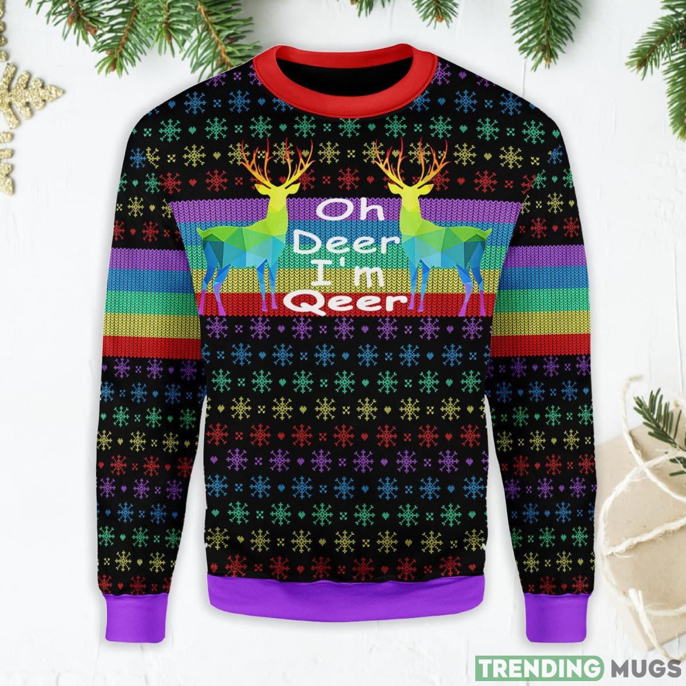 Oh Deer I'm Queer LGBT Ugly Christmas Sweater Product Photo 1 Oh Deer I'm Queer LGBT Ugly Christmas Sweater Product Photo 1