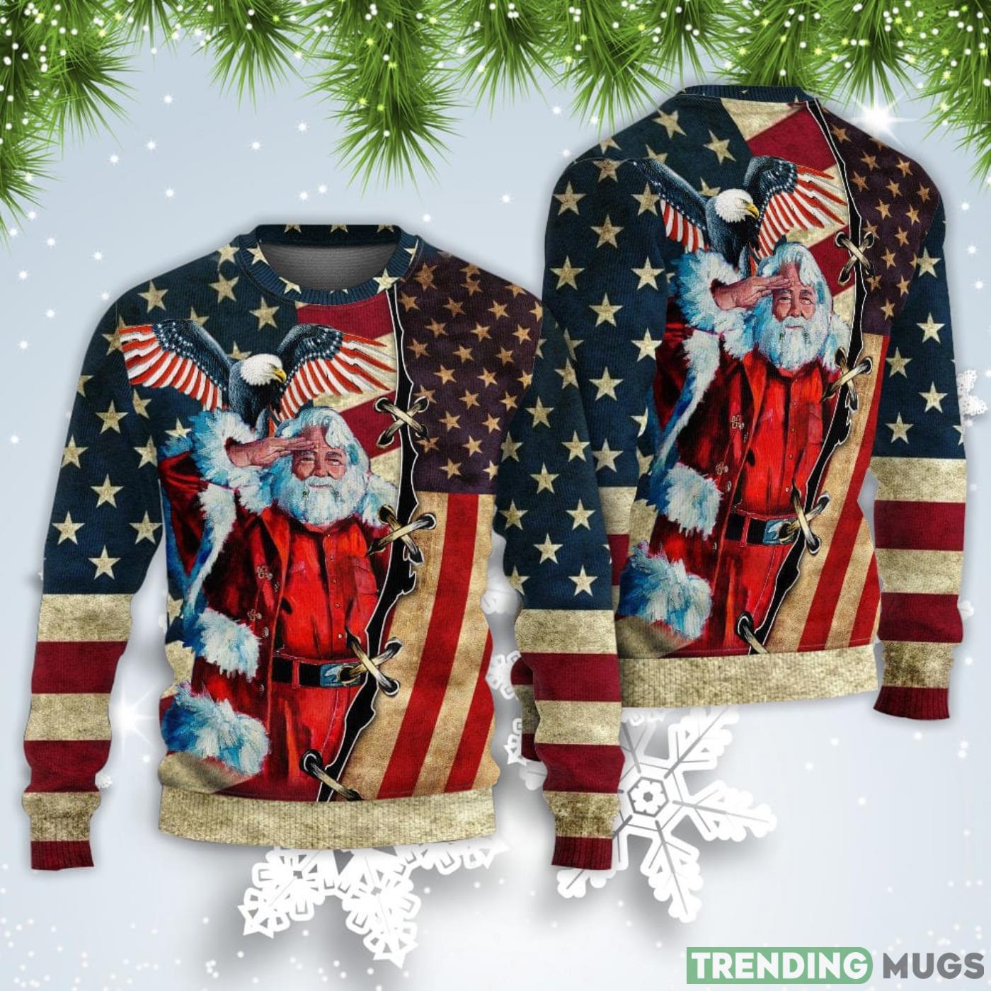 Patriot Santa Claus Christmas Sweatshirt Sweater Sweater Patriot Santa Claus Christmas Sweatshirt Sweater Sweater