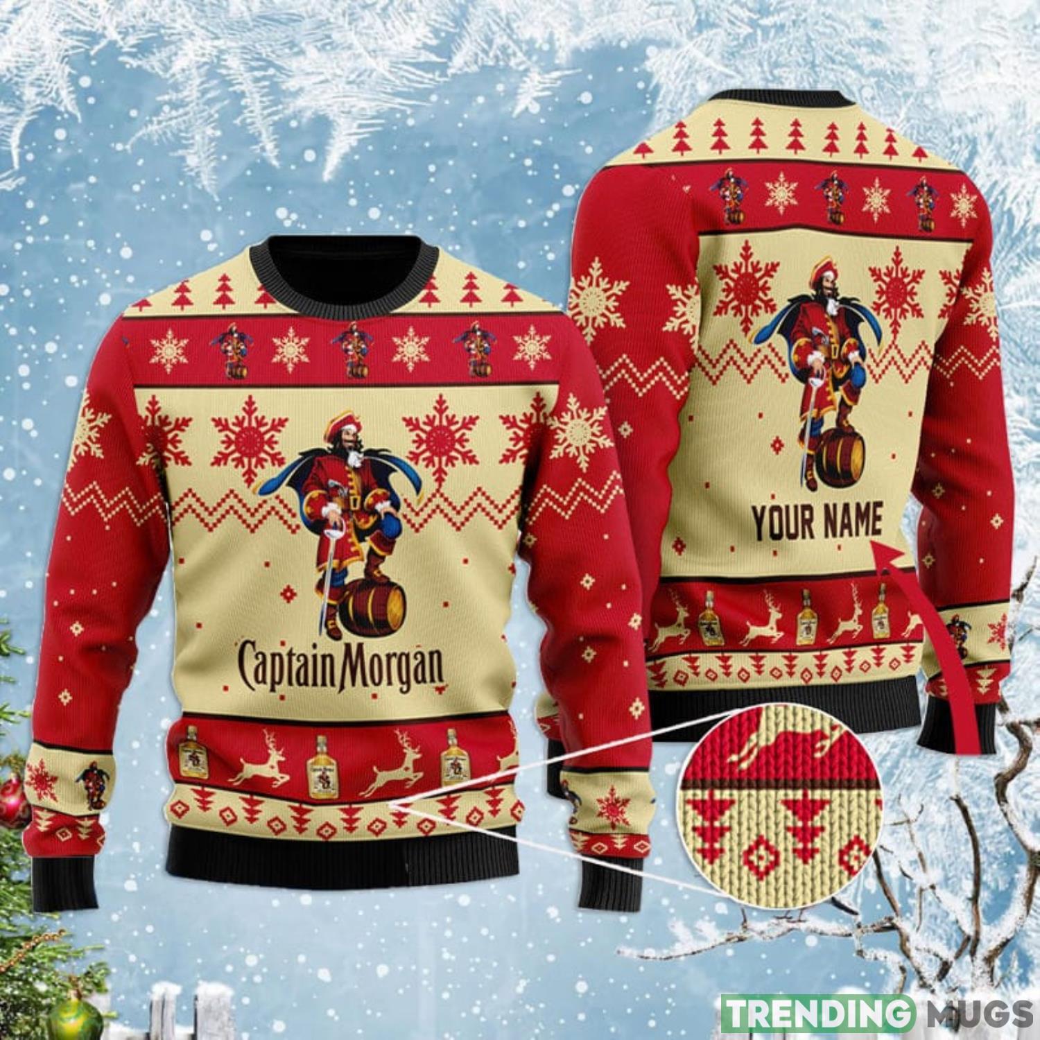 Personalized Name Captain Morgan Ugly Christmas Sweater Product Photo 1 Personalized Name Captain Morgan Ugly Christmas Sweater Product Photo 1