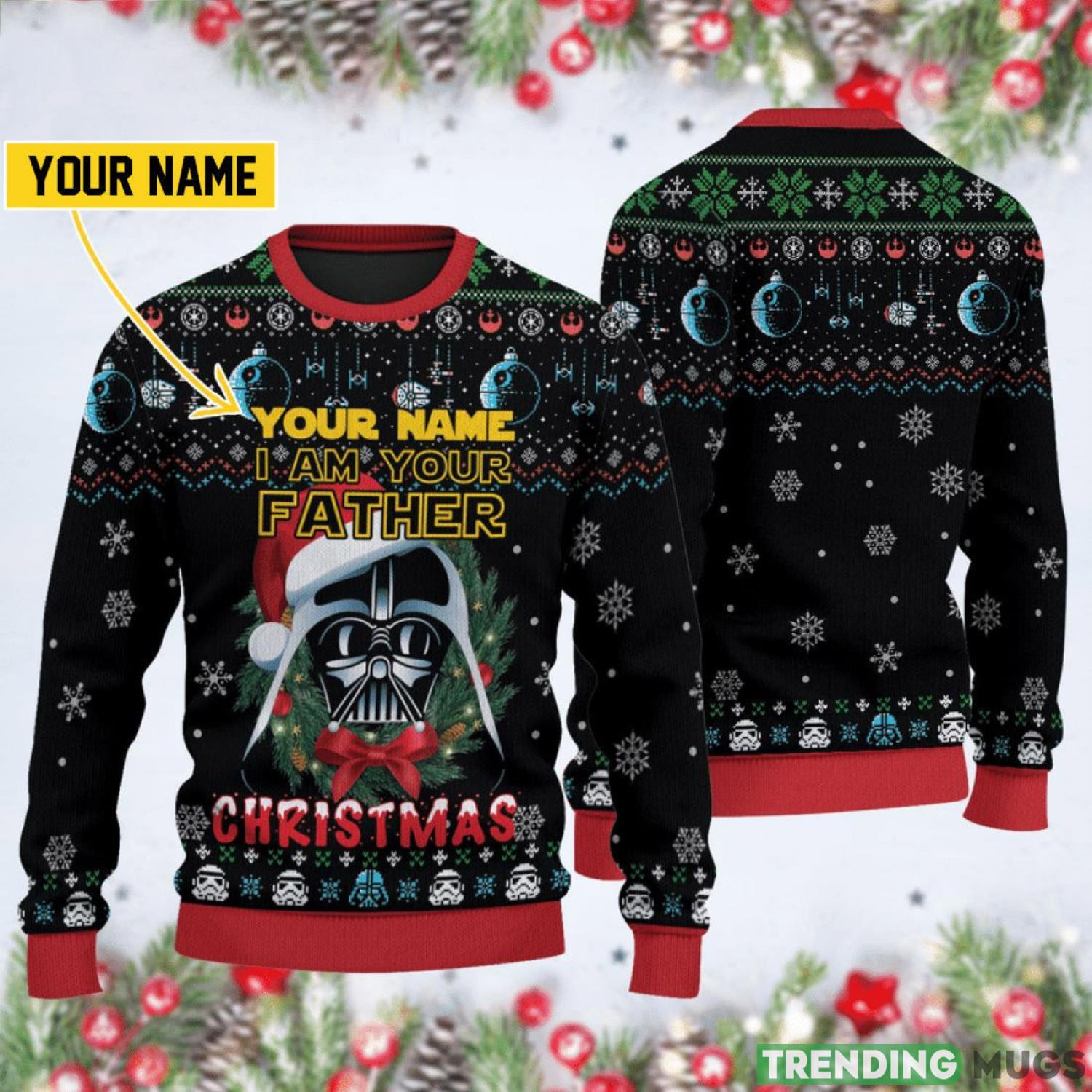 Personalized Name I'm Your Father Darth Vader Ugly Christmas Sweater Product Photo 1 Personalized Name I'm Your Father Darth Vader Ugly Christmas Sweater Product Photo 1