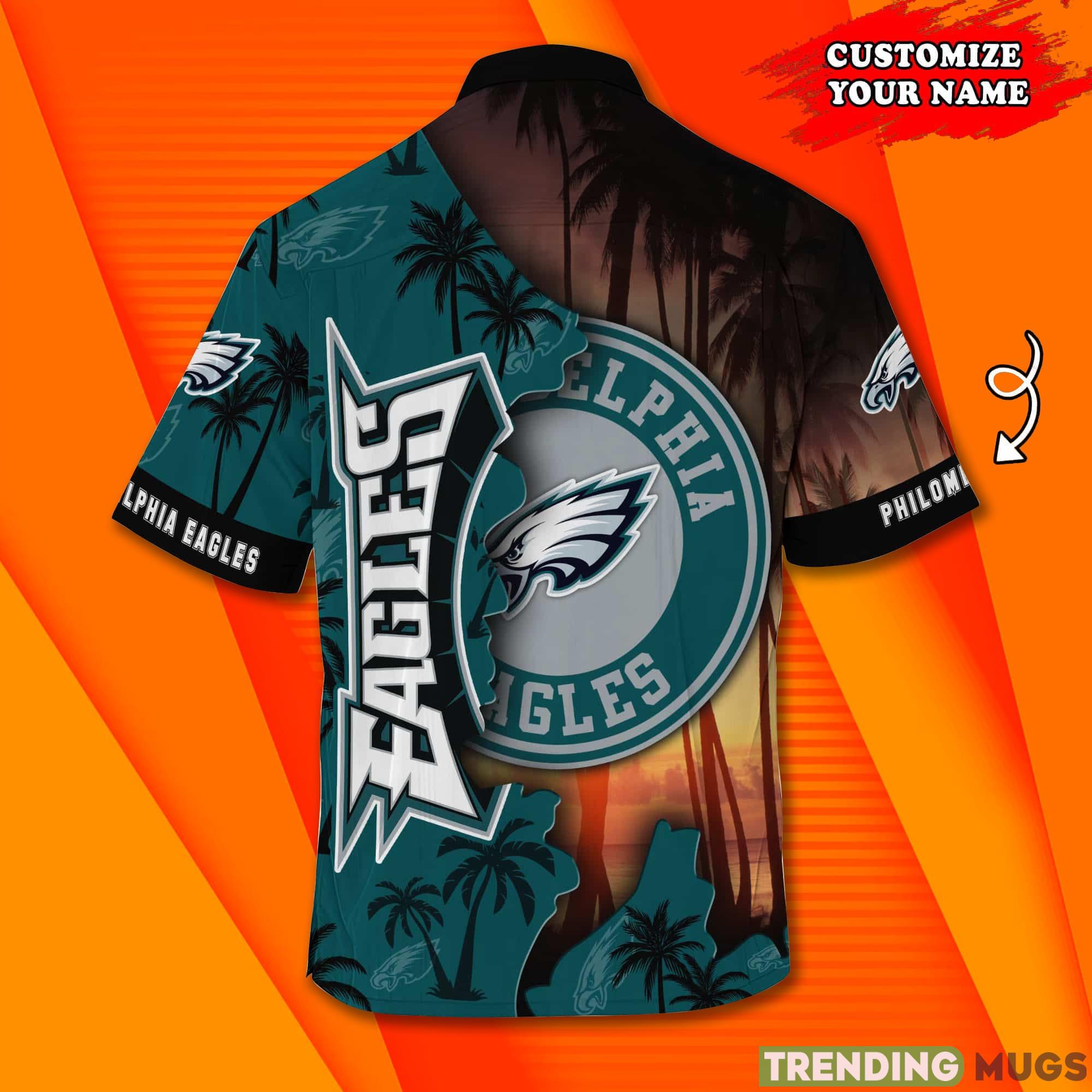 Philadelphia Eagles NF And Tropical Pattern Custom Name Hawaiian Shirt Product Photo 1 Philadelphia Eagles NF And Tropical Pattern Custom Name Hawaiian Shirt Product Photo 1