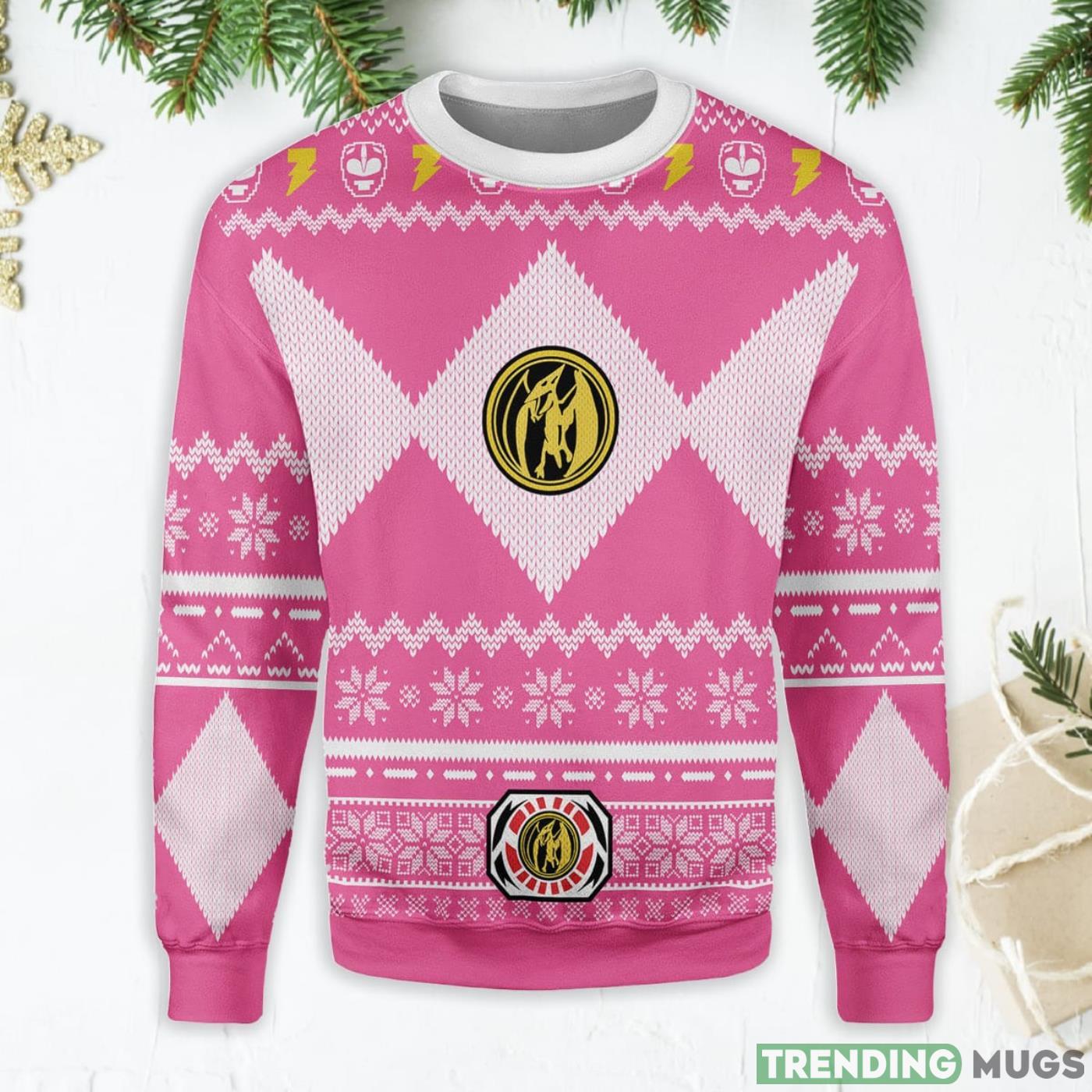 Pink Power Ranger Ugly Christmas Sweater Product Photo 1