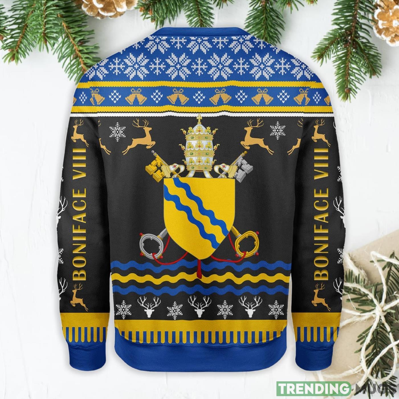 Pope Boniface VIII Coat Of Arms Ugly Christmas Sweater Sweater Pope Boniface VIII Coat Of Arms Ugly Christmas Sweater Sweater