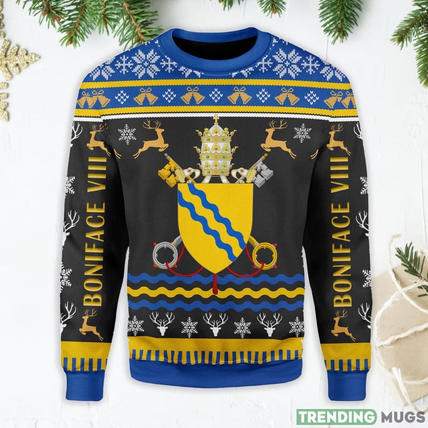 Pope Boniface VIII Coat Of Arms Ugly Christmas Sweater Product Photo 1 Pope Boniface VIII Coat Of Arms Ugly Christmas Sweater Product Photo 1
