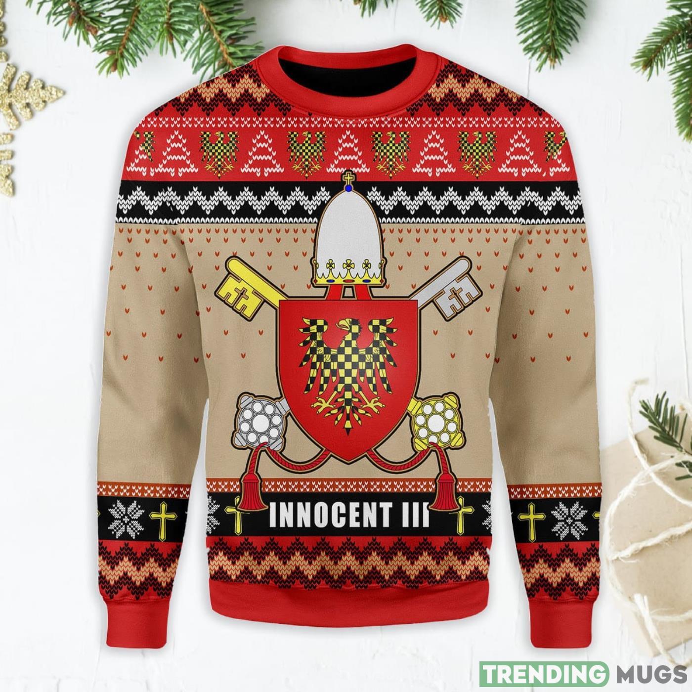 Pope Innocent III Coat Of Arms Ugly Christmas Sweater Product Photo 1 Pope Innocent III Coat Of Arms Ugly Christmas Sweater Product Photo 1