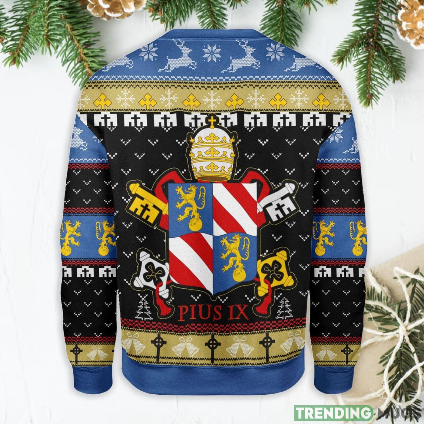Pope Pius IX Coat Of Arms Ugly Christmas Sweater Sweater Pope Pius IX Coat Of Arms Ugly Christmas Sweater Sweater