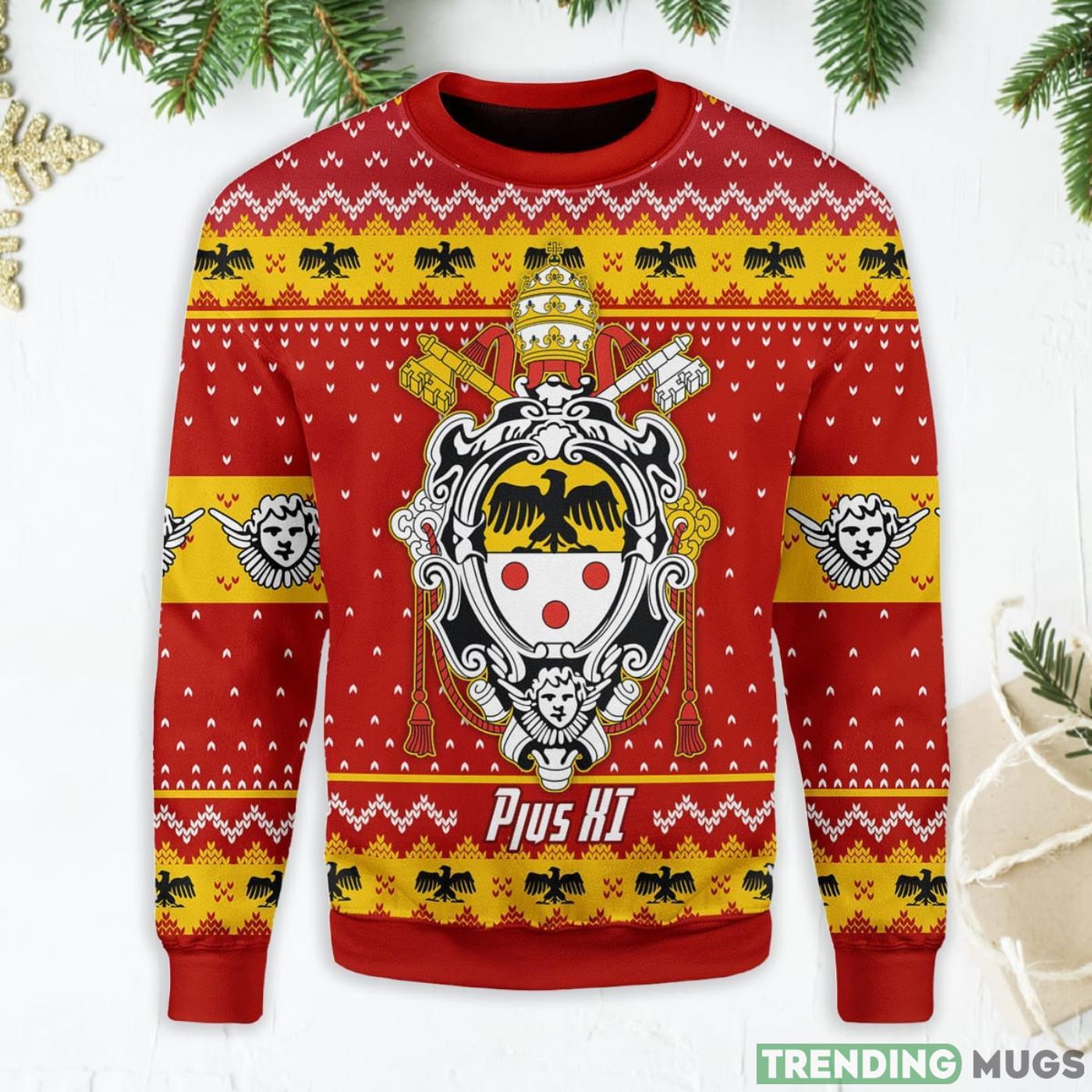 Pope Pius XI Coat Of Arms Ugly Christmas Sweater Product Photo 1 Pope Pius XI Coat Of Arms Ugly Christmas Sweater Product Photo 1