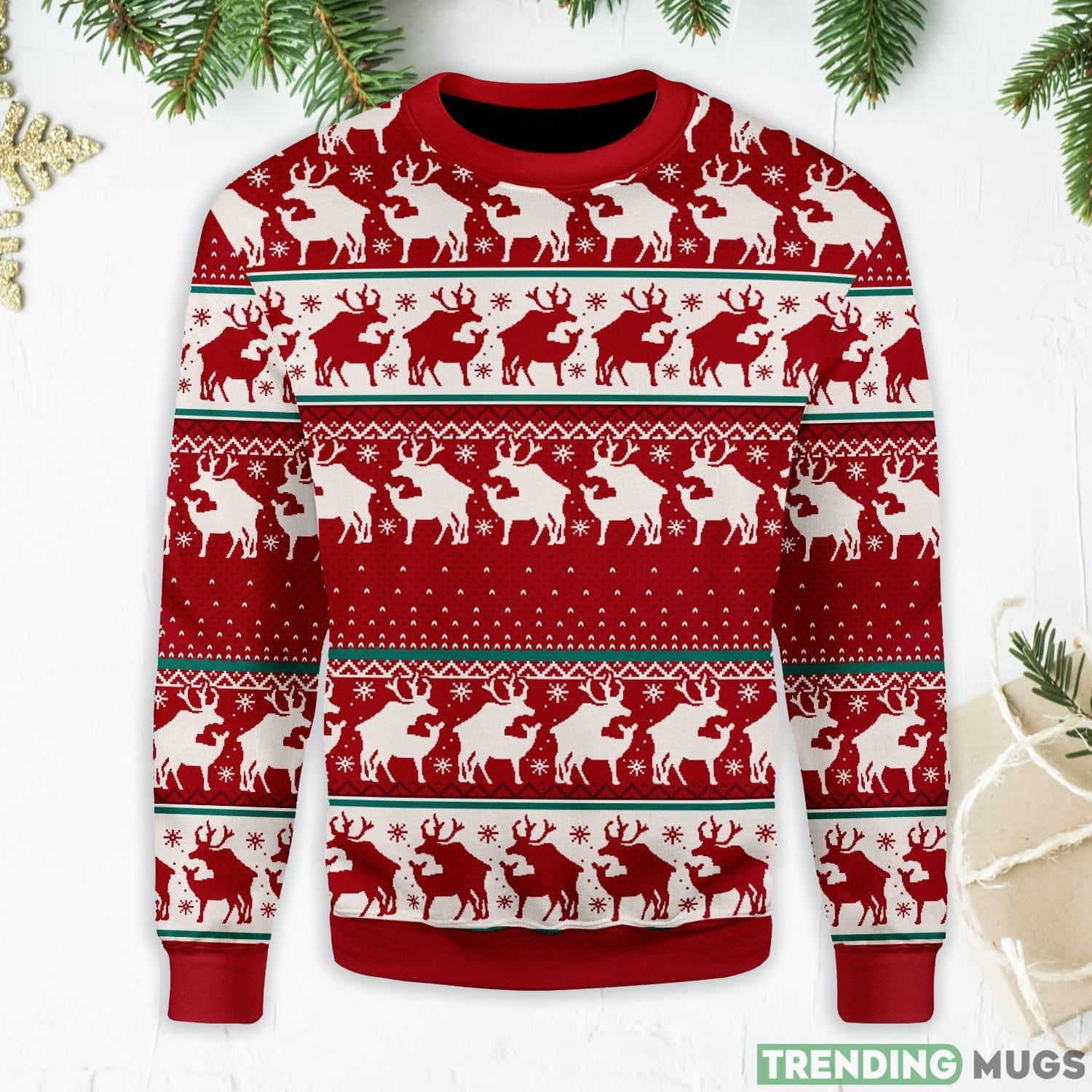 Reindeer All Over Print Ugly Christmas Sweater Product Photo 1