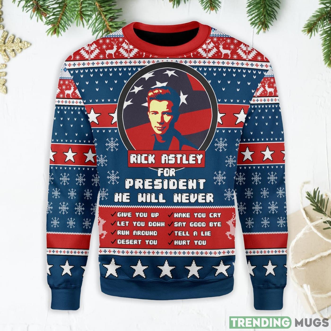 Rick Astley For President 2020 Ugly Christmas Sweater Product Photo 1 Rick Astley For President 2020 Ugly Christmas Sweater Product Photo 1