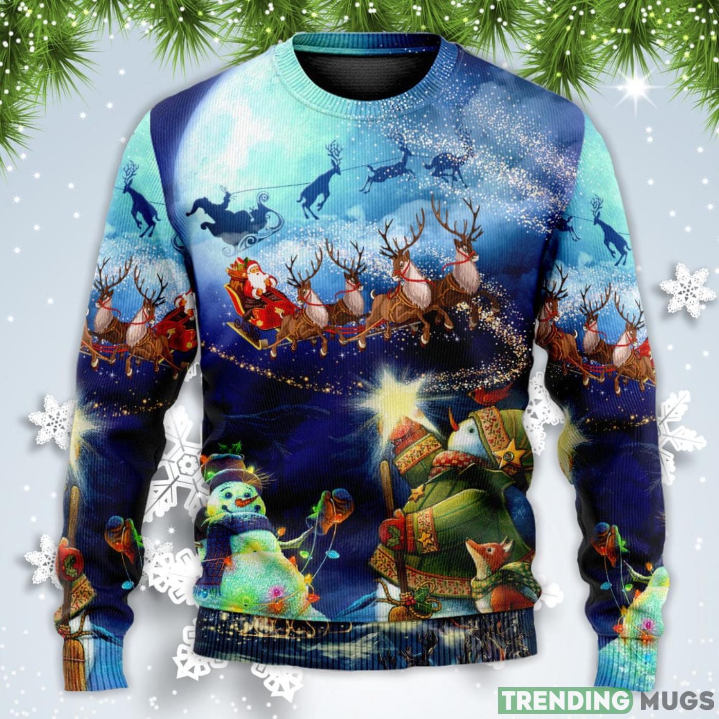 Rudolph Santa Claus Reindeer Snowman Light Art Style Christmas Sweatshirt Sweater Sweater Rudolph Santa Claus Reindeer Snowman Light Art Style Christmas Sweatshirt Sweater Sweater