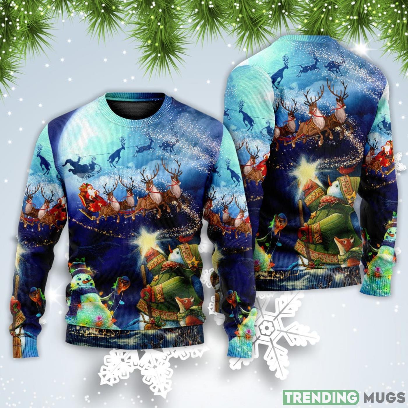 Rudolph Santa Claus Reindeer Snowman Light Art Style Christmas Sweatshirt Sweater Sweater Rudolph Santa Claus Reindeer Snowman Light Art Style Christmas Sweatshirt Sweater Sweater