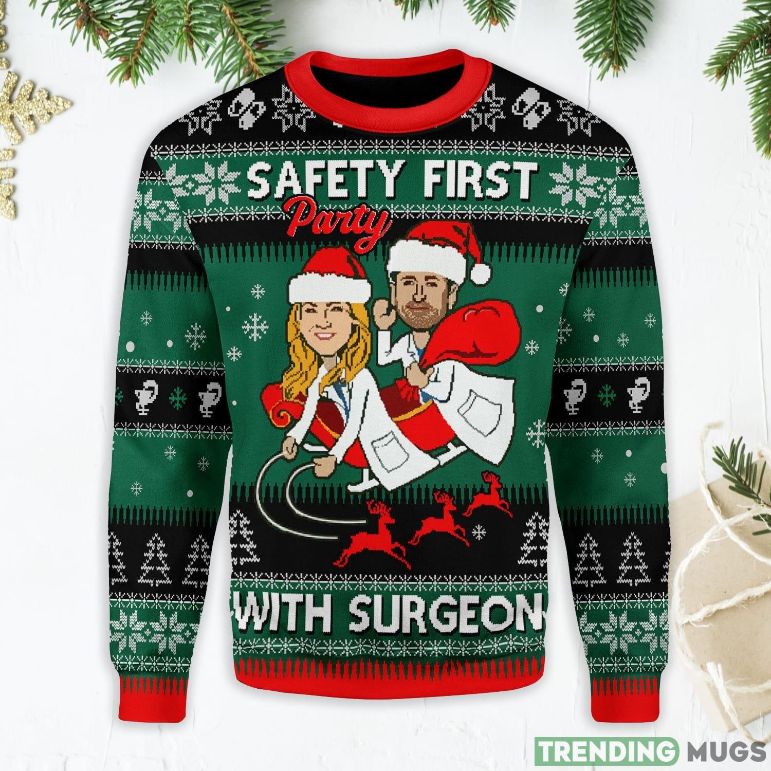 Safety First Party With Surgeon Grey's Anatomy Ugly Christmas Sweater Product Photo 1 Safety First Party With Surgeon Grey's Anatomy Ugly Christmas Sweater Product Photo 1