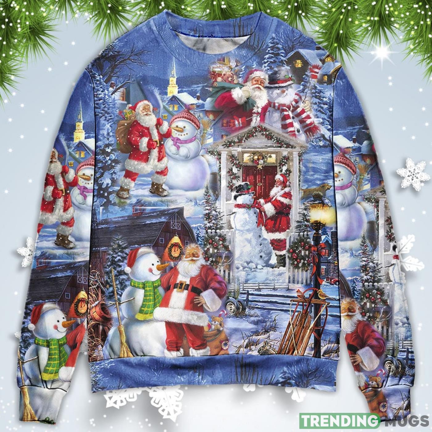 Santa And Snowman Happy Holiday Christmas Sweatshirt Sweater Sweater Santa And Snowman Happy Holiday Christmas Sweatshirt Sweater Sweater